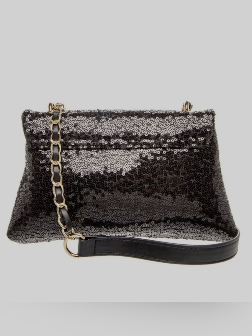 Badgley Mischka Black Sequin Crossbody with Gold Logo Hardware NWT - Picture 3 of 5